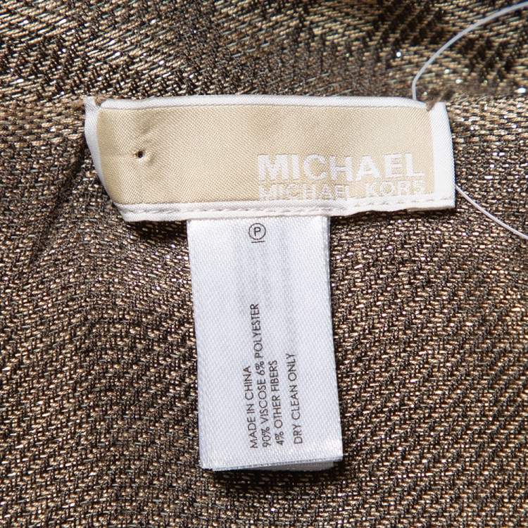 Pre Owned Michael Kors Brown Leopard Lurex Jacquard Shawl