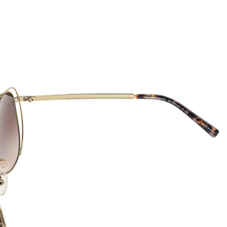Pre Owned Michael Kors Gold Tone/Brown Gradient 119113 Aviator Sunglasses
