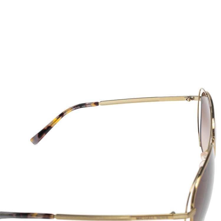 Pre Owned Michael Kors Gold Tone/Brown Gradient 119113 Aviator Sunglasses