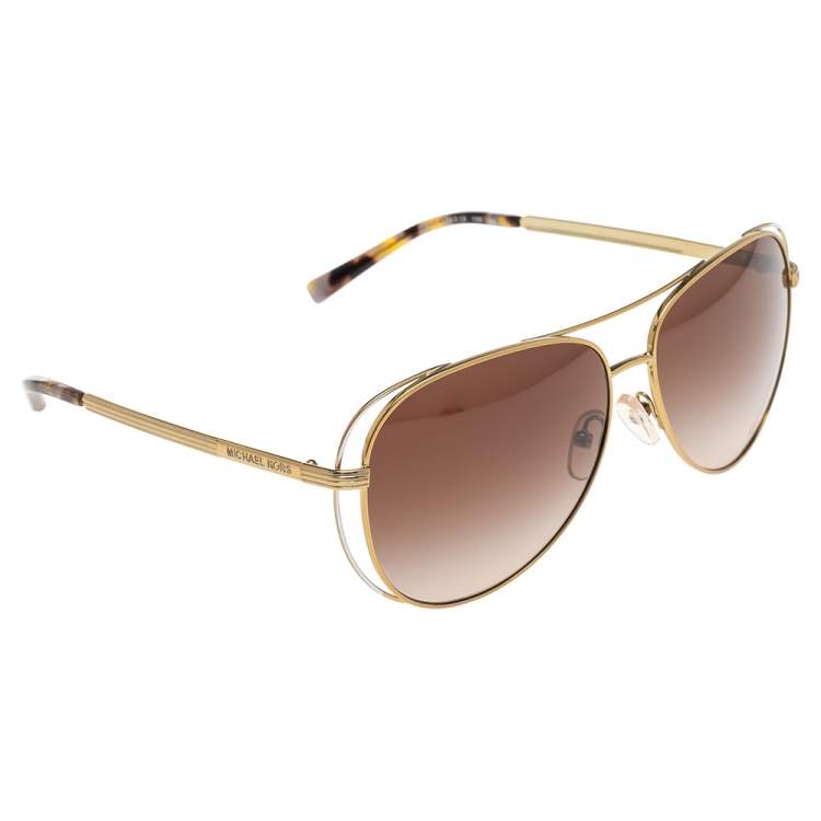 Michael Kors Gold Tone/Brown Gradient 119113 Aviator Sunglasses Michael Kors  | TLC