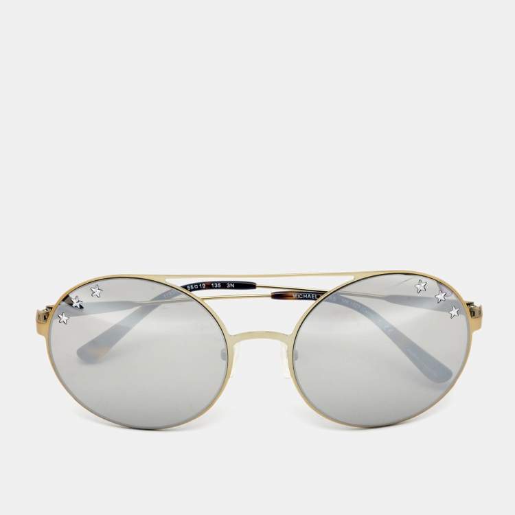 Pre Owned Michael Kors Brown/Gold 11936G Star Round Sunglasses