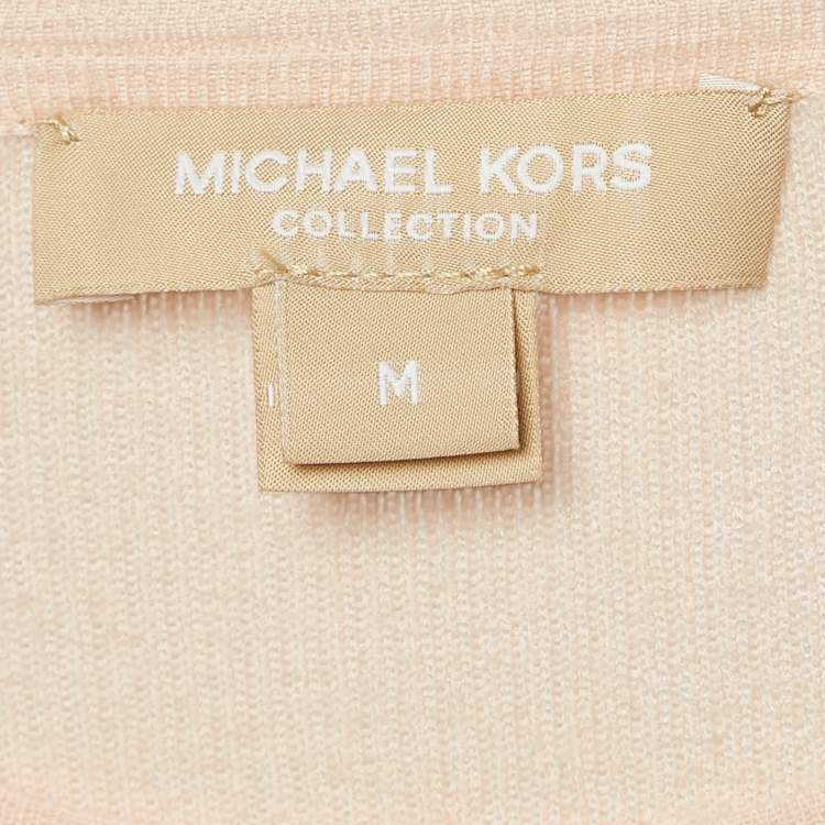 Pre Owned Michael Kors Pink Cashmere Rib Knit Sweater M