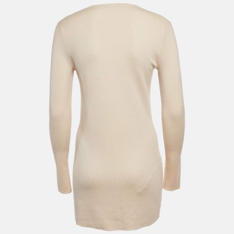 Pre Owned Michael Kors Beige Cashmere Buttoned Cardigan S