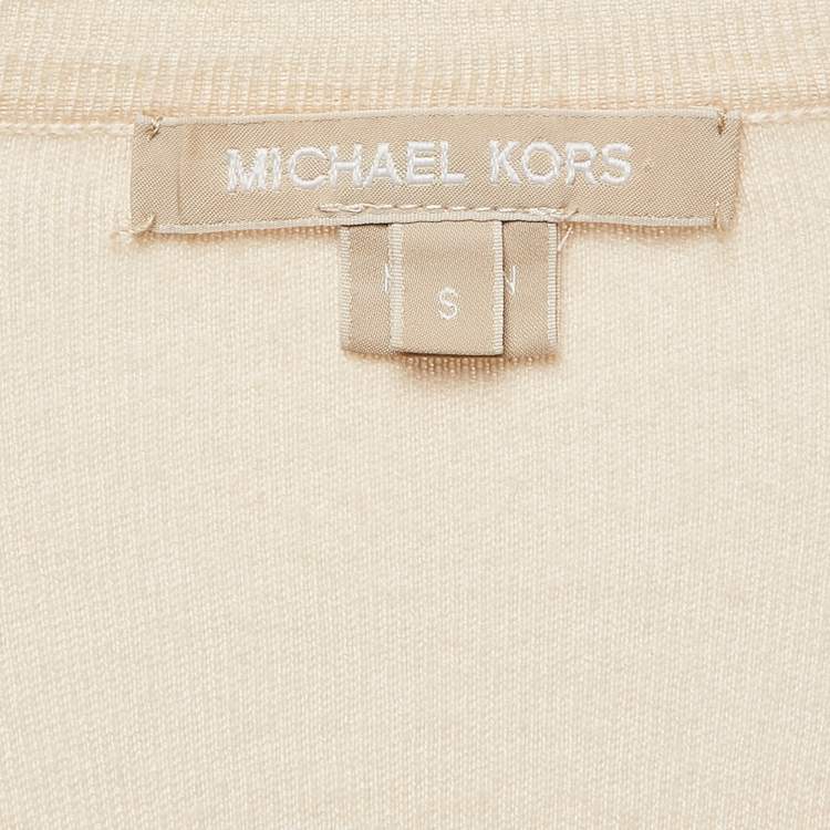 Pre Owned Michael Kors Beige Cashmere Buttoned Cardigan S