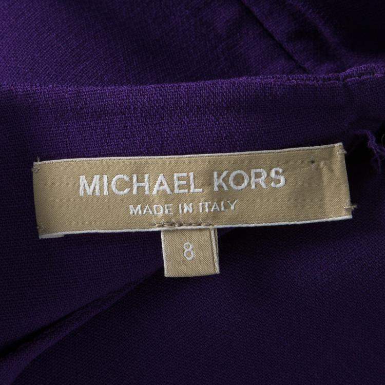 Pre Owned Michael Kors Grape Purple Wool Sleeveless Peplum Dress M
