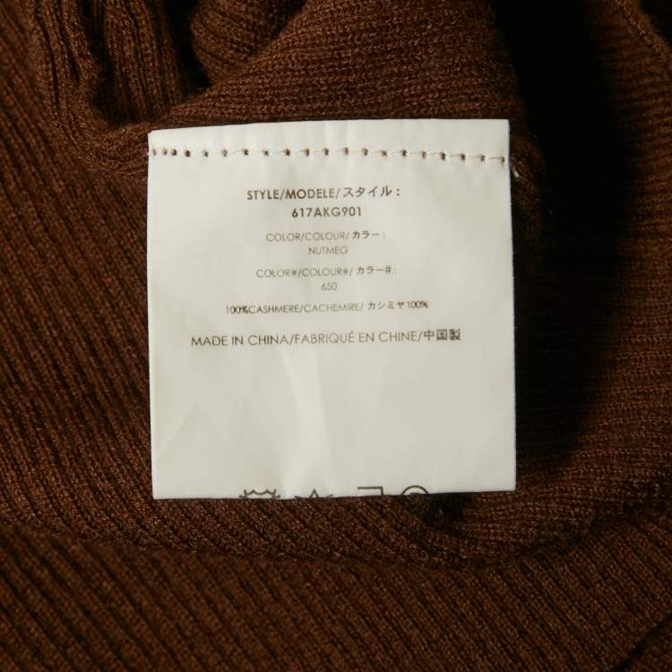 Pre Owned Michael Kors Collection Brown Cashmere Rib Knit Sweater M