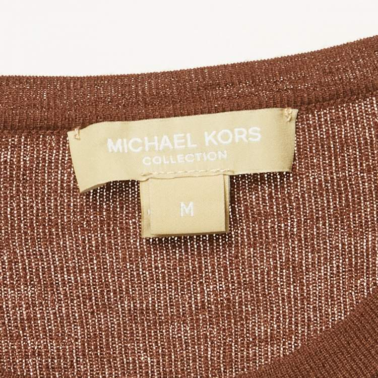 Pre Owned Michael Kors Collection Brown Cashmere Rib Knit Sweater M