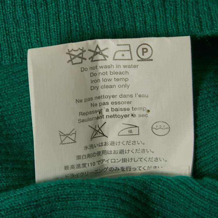 Pre Owned Michael Kors Collection Green Rib Knit Cashmere Sweater S