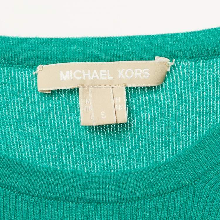 Pre Owned Michael Kors Collection Green Rib Knit Cashmere Sweater S