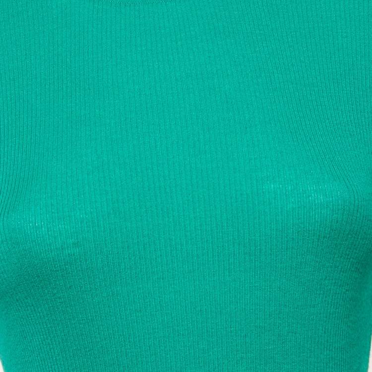 Pre Owned Michael Kors Collection Green Rib Knit Cashmere Sweater S
