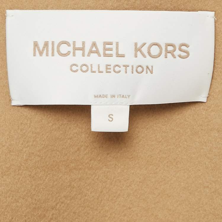 Pre Owned Michael Kors Collection Camel Brown Open Front Melton Clutch Coat S