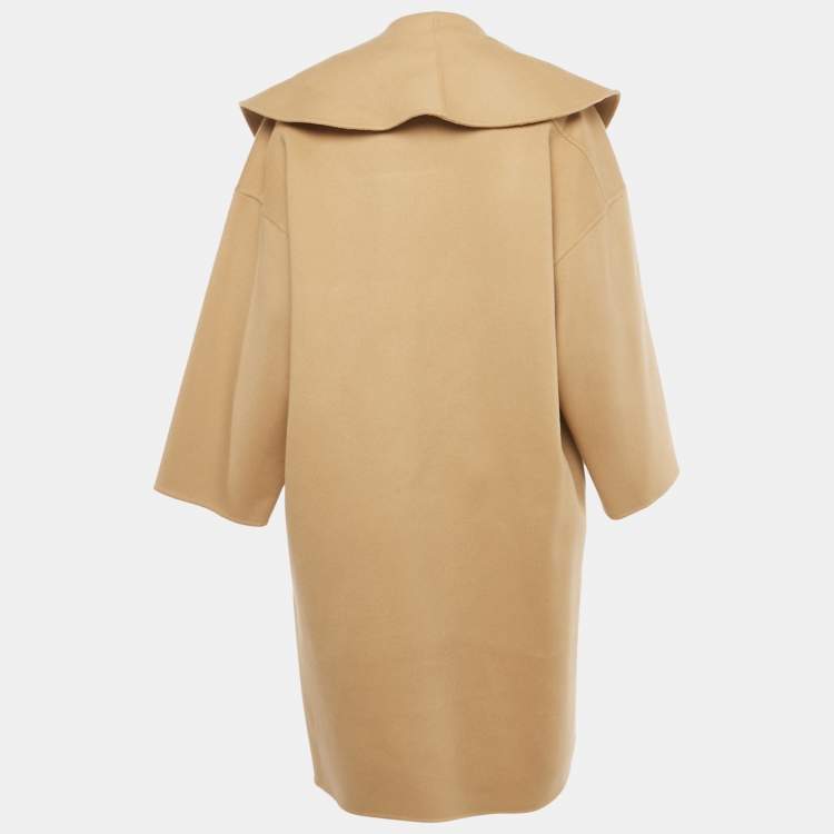 Pre Owned Michael Kors Collection Camel Brown Open Front Melton Clutch Coat S