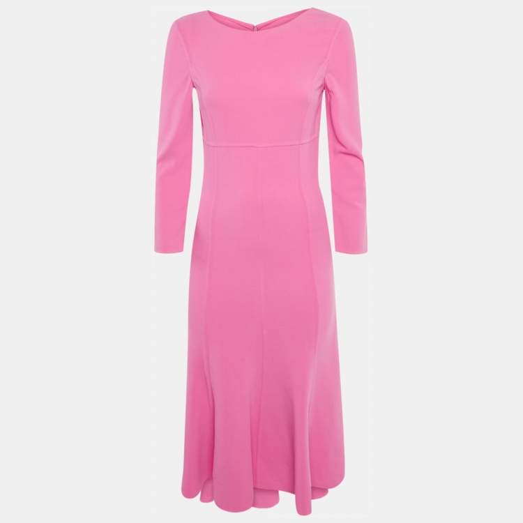 Pre Owned Michael Kors Collection Peony Pink Wool Midi Dress S