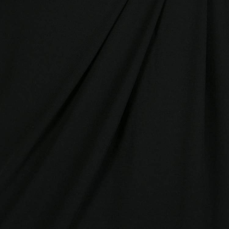 مملوكة مسبقًا Michael Kors Black Draped Knit Metal Buckle Detail One Shoulder Dress XS