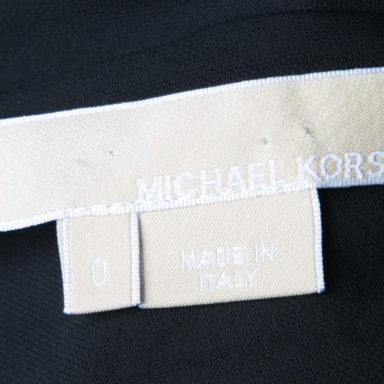 مملوكة مسبقًا Michael Kors Black Draped Knit Metal Buckle Detail One Shoulder Dress XS