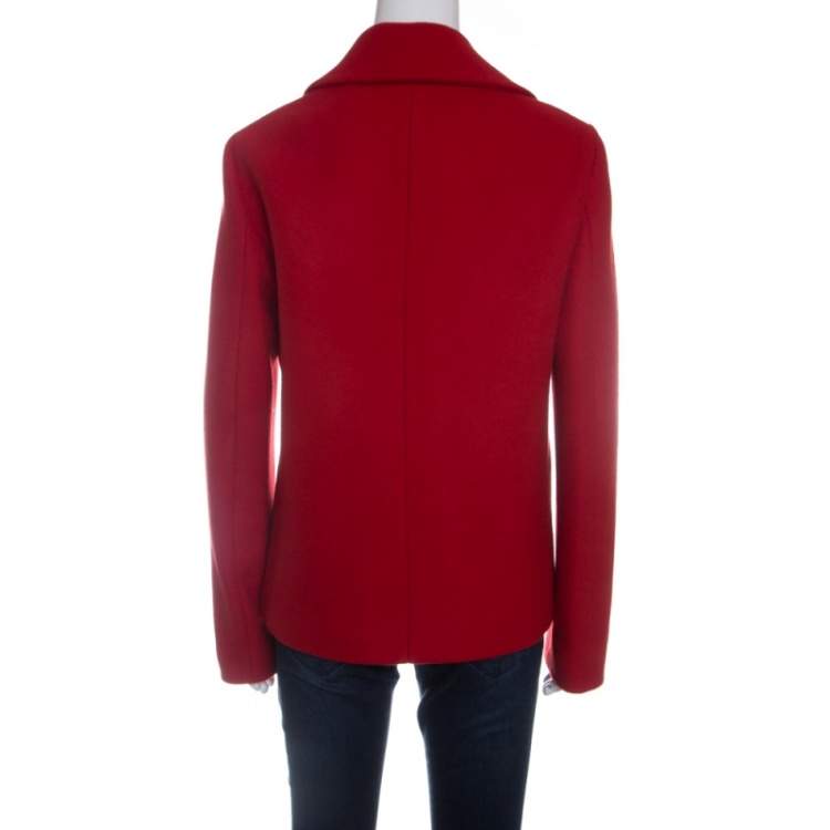 Pre Owned Michael Kors Red Wool Double Breasted Coat M