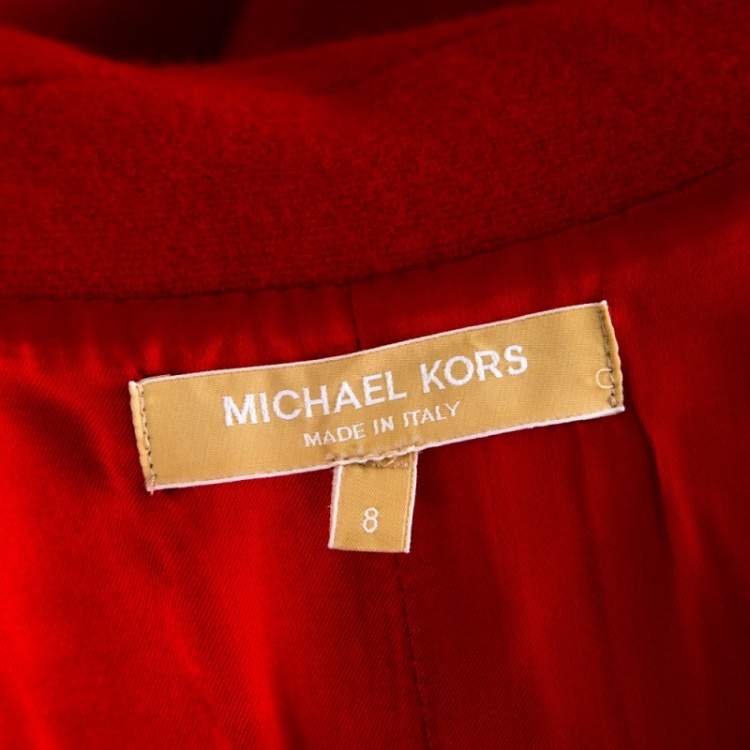 Pre Owned Michael Kors Red Wool Double Breasted Coat M