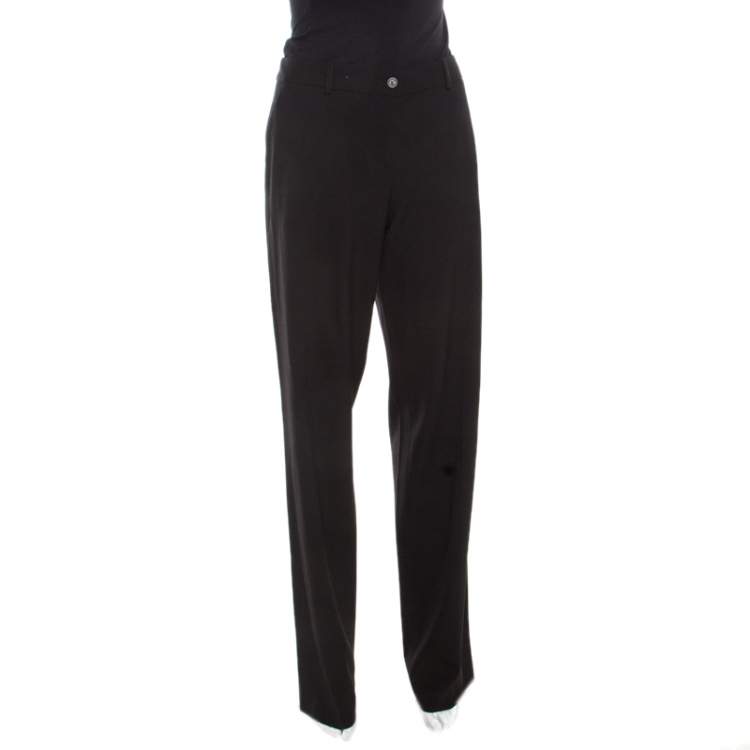 Pre Owned Michael Kors Black Wool Straight Fit Tailored Trousers M