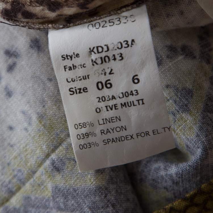 Pre Owned Michael Kors Multicolor Snakeskin Print Linen Stretch Straight Fit Trousers M