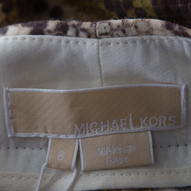 Pre Owned Michael Kors Multicolor Snakeskin Print Linen Stretch Straight Fit Trousers M