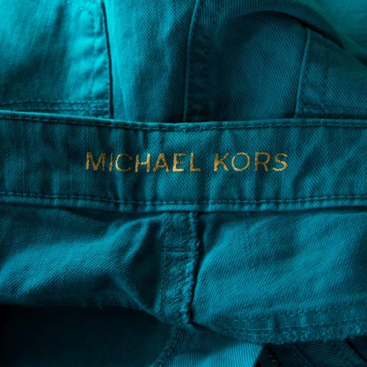 Pre Owned Michael Kors Turquoise Blue Denim Studded Pocket Detail Skinny Jeans S 