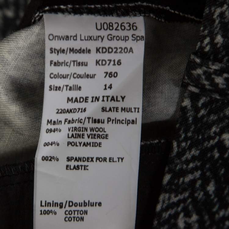 Pre Owned Michael Kors Dark Grey Chevron Print Stretch Wool Tapered Trousers XL