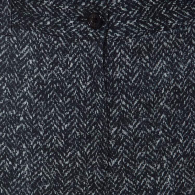 Pre Owned Michael Kors Dark Grey Chevron Print Stretch Wool Tapered Trousers XL