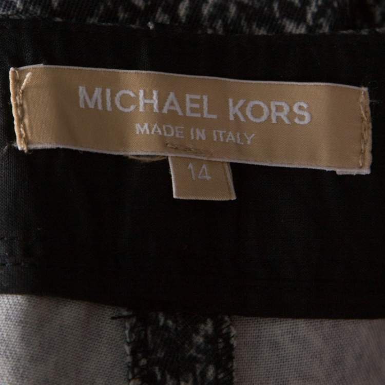 Pre Owned Michael Kors Dark Grey Chevron Print Stretch Wool Tapered Trousers XL