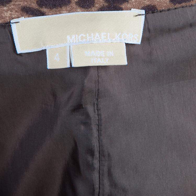 Pre Owned Michael Kors Brown Leopard Print Skirt S