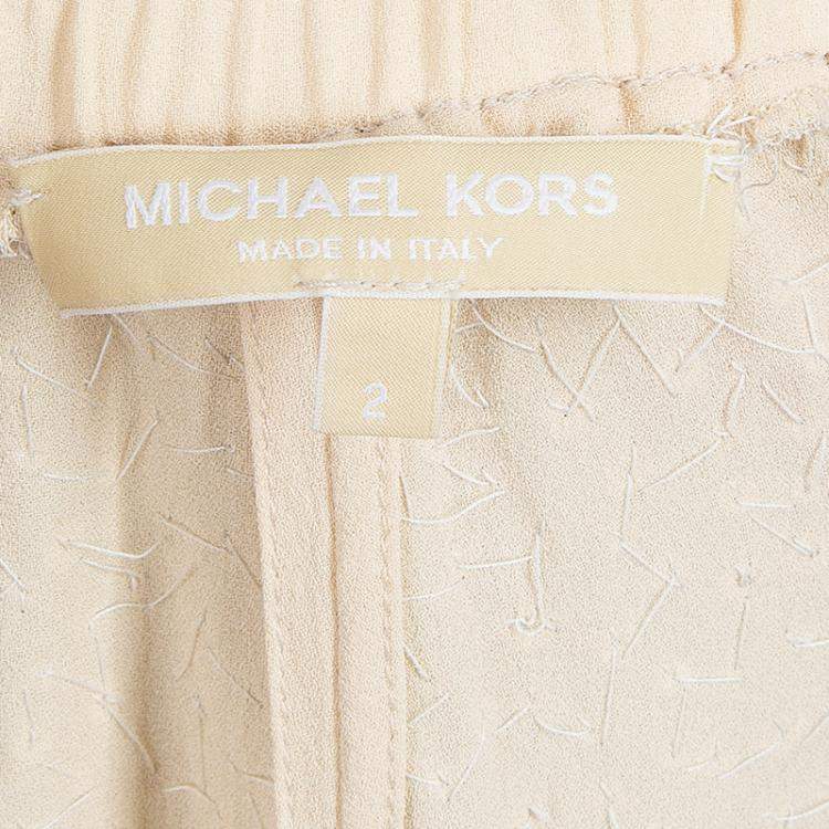 Pre Owned Michael Kors Beige Swarovski Embellished Pants S