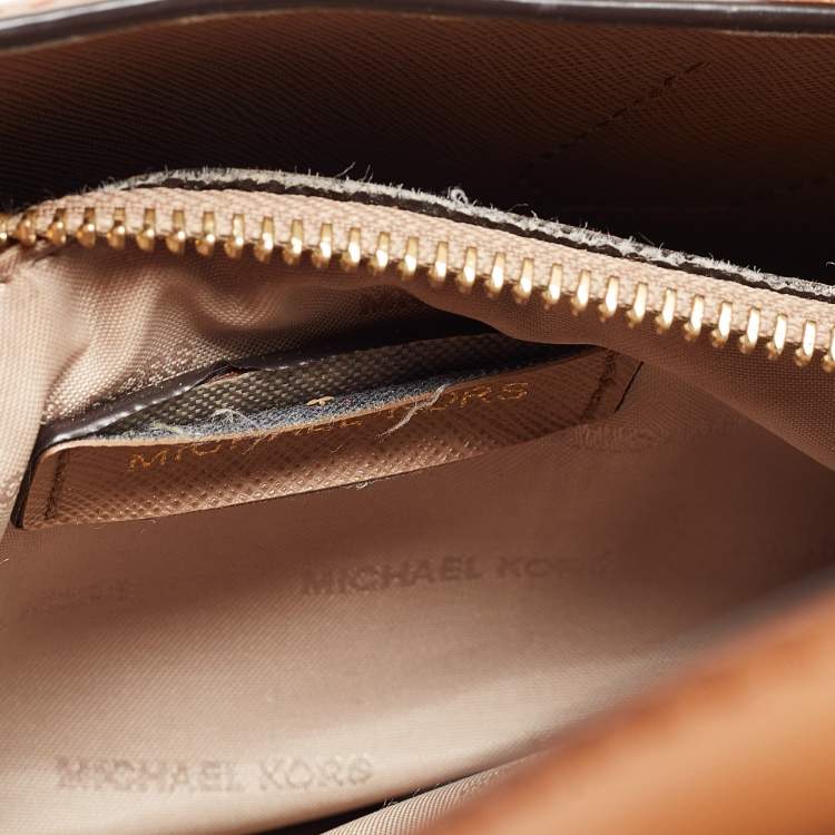 Pre Owned Michael Kors Brown Leather Mini Studded Mercer Tote