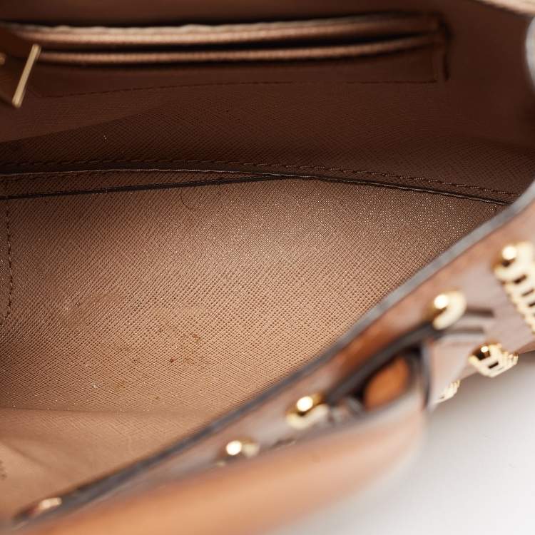 Pre Owned Michael Kors Brown Leather Mini Studded Mercer Tote