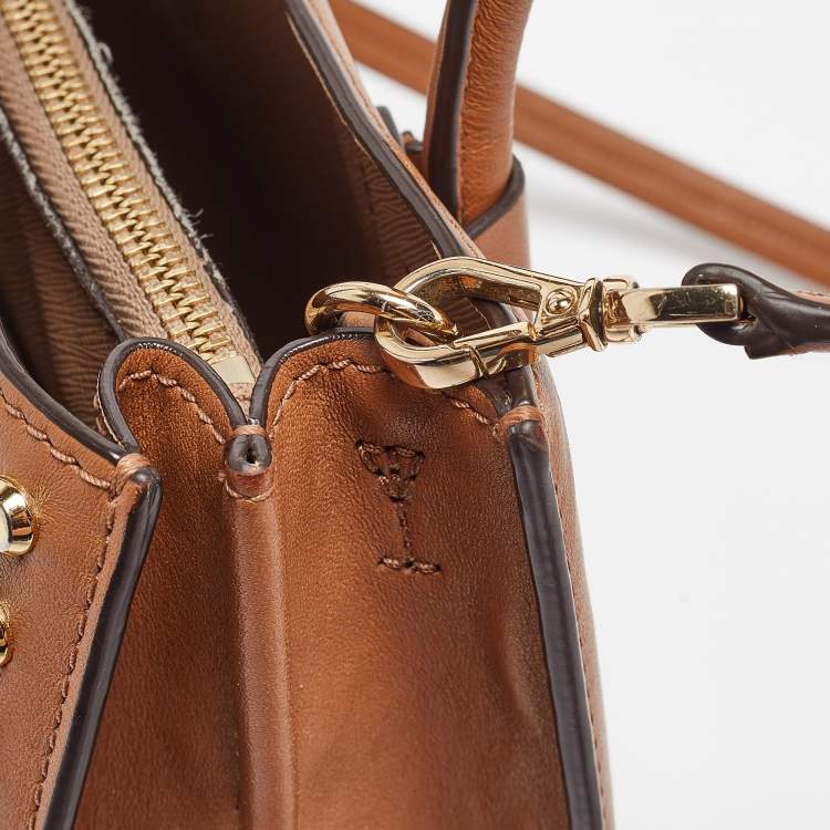 Pre Owned Michael Kors Brown Leather Mini Studded Mercer Tote