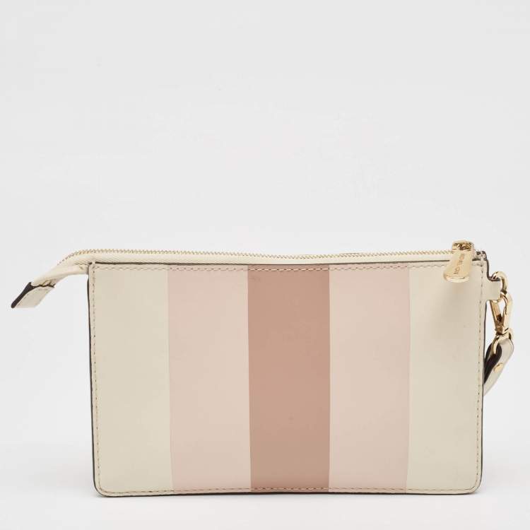 Pre Owned Michael Kors Multicolor Leather Stripe Daniel Wristlet Pouch