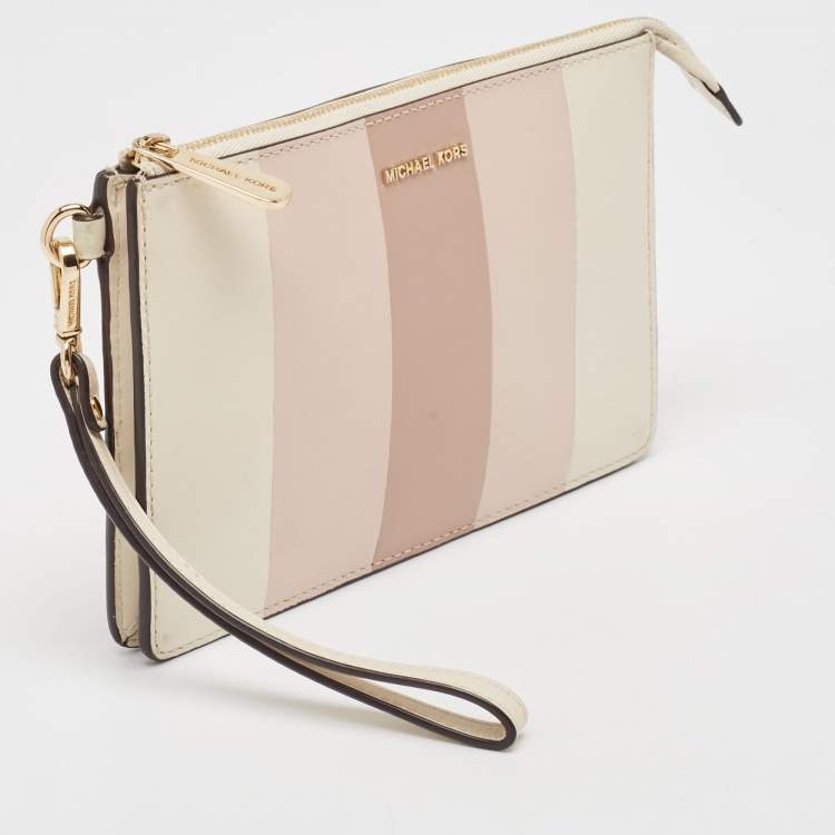 Pre Owned Michael Kors Multicolor Leather Stripe Daniel Wristlet Pouch