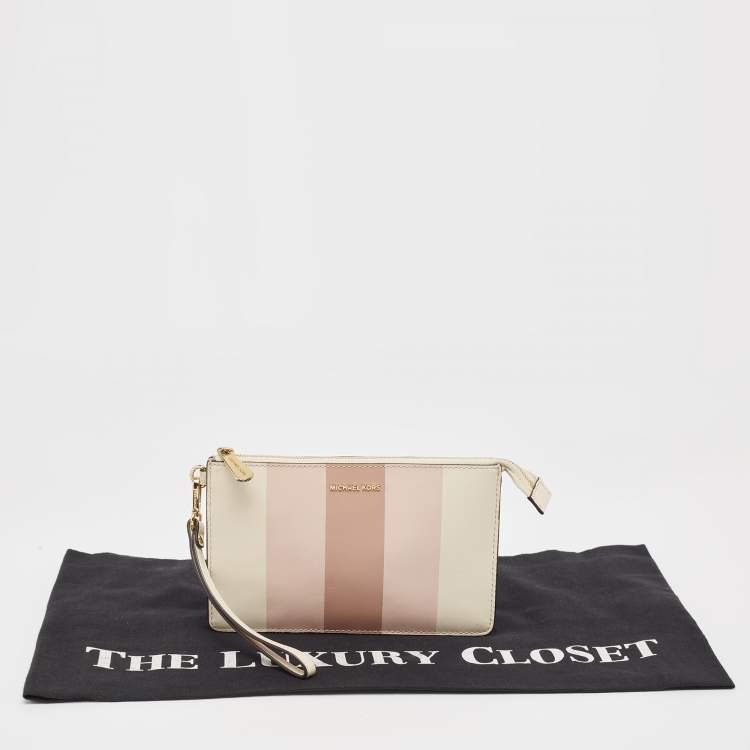 Pre Owned Michael Kors Multicolor Leather Stripe Daniel Wristlet Pouch