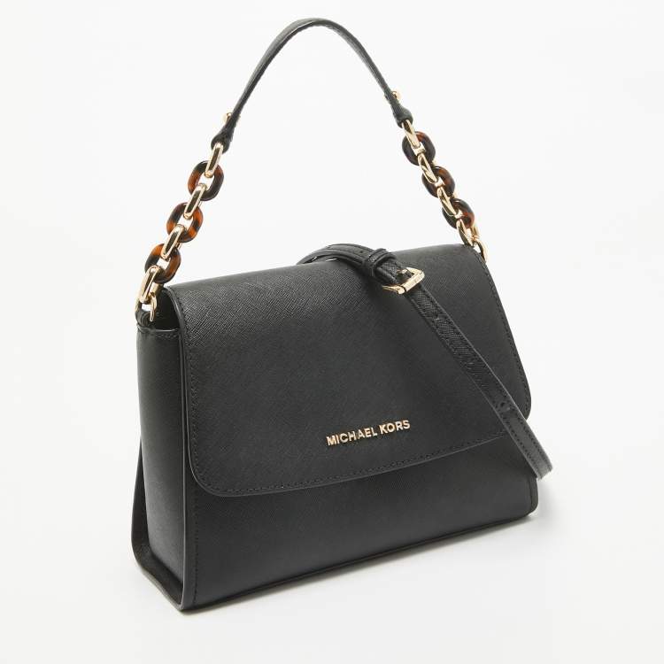 Pre Owned Michael Kors Black Saffiano Leather Sofia Top Handle Bag