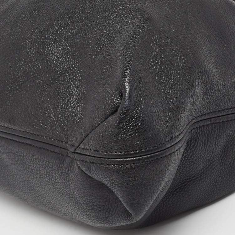 Pre Owned Michael Kors Black Leather Large Camden Drawstring Shoulder Bag