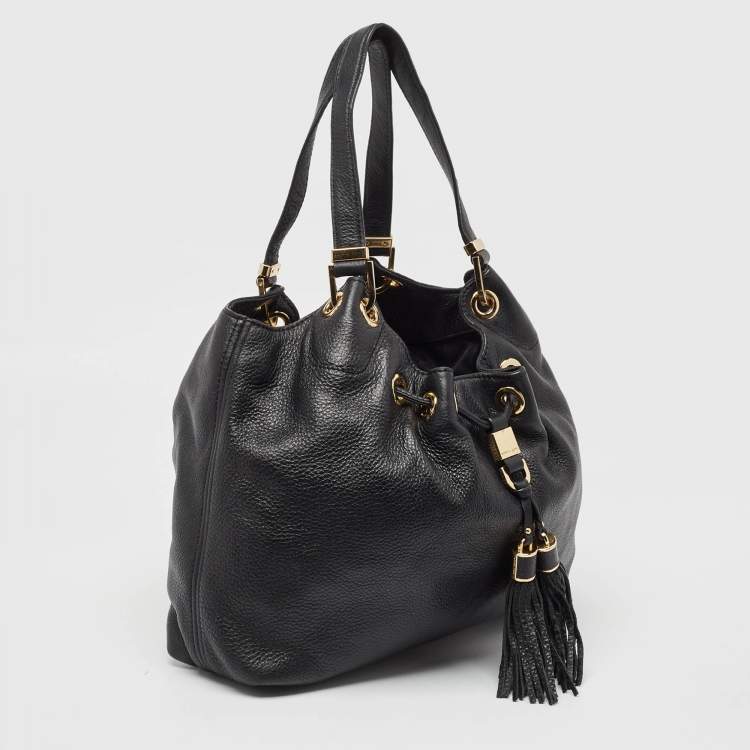 Pre Owned Michael Kors Black Leather Large Camden Drawstring Shoulder Bag