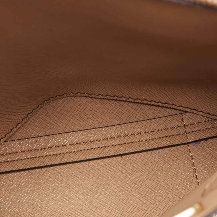 Pre Owned Michael Kors Brown/Beige Signature Coated Canvas and Leather Mini Mercer Tote