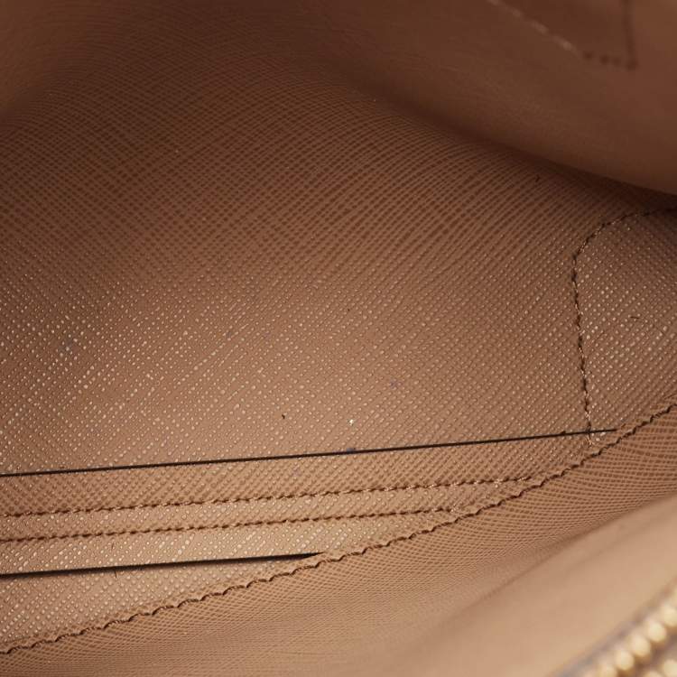 Pre Owned Michael Kors Brown/Beige Signature Coated Canvas and Leather Mini Mercer Tote