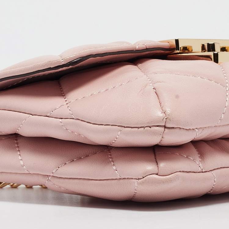 Pre Owned Michael Kors Pink Quilted Leather Small Sloan Crossbody Bag