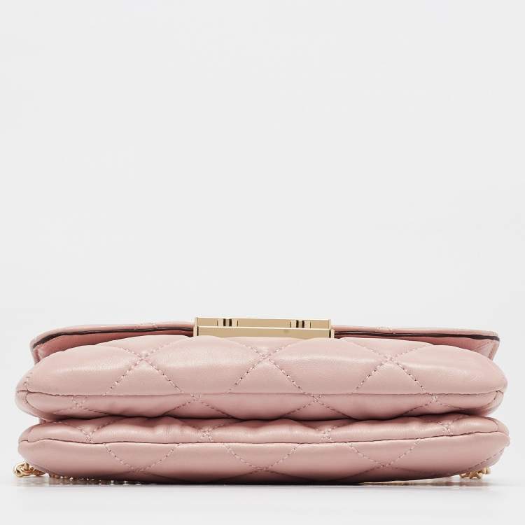 Pre Owned Michael Kors Pink Quilted Leather Small Sloan Crossbody Bag
