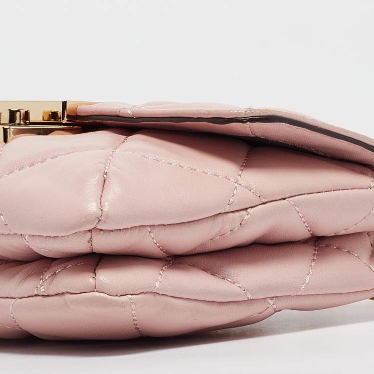 Pre Owned Michael Kors Pink Quilted Leather Small Sloan Crossbody Bag
