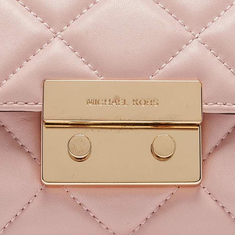 Pre Owned Michael Kors Pink Quilted Leather Small Sloan Crossbody Bag