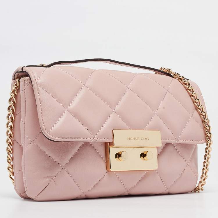 Pre Owned Michael Kors Pink Quilted Leather Small Sloan Crossbody Bag