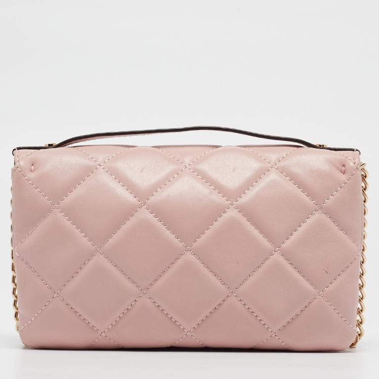 Pre Owned Michael Kors Pink Quilted Leather Small Sloan Crossbody Bag