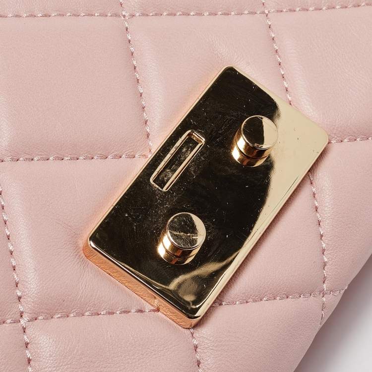 Pre Owned Michael Kors Pink Quilted Leather Small Sloan Crossbody Bag