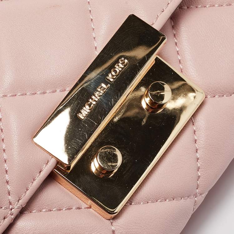 Pre Owned Michael Kors Pink Quilted Leather Small Sloan Crossbody Bag
