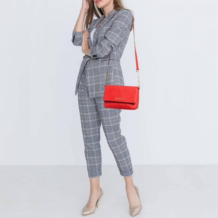 Pre Owned Michael Kors Red Leather Daniela Crossbody Bag